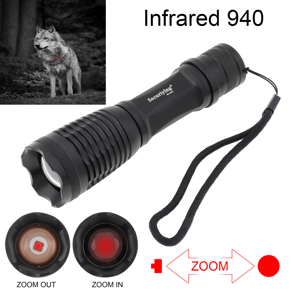 Ir Illuminator 850Nm Flashlight - الأمن 850nm 940nm الأشعة تحت الحمراء