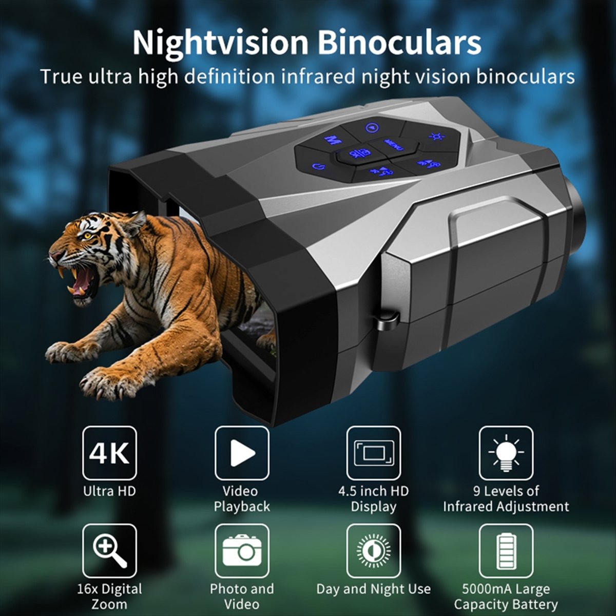 كاميرا تلسكوب رقمي 4K UHD تكبي - مراجعة Digital Night Vision Binoculars 4K وسعره