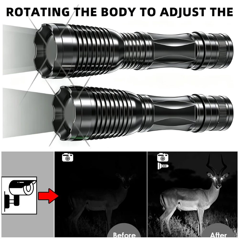 مصباح يدوي تكتيكي E6، إضاءة قو - مراجعة Ir Illuminator 850Nm Flashlight وسعره