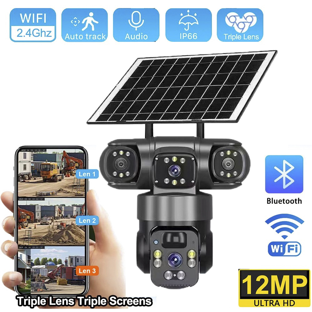 كاميرا شمسية 4G بثلاث عدسات وث - مراجعة Night Vision Camera Wifi 4G وسعره
