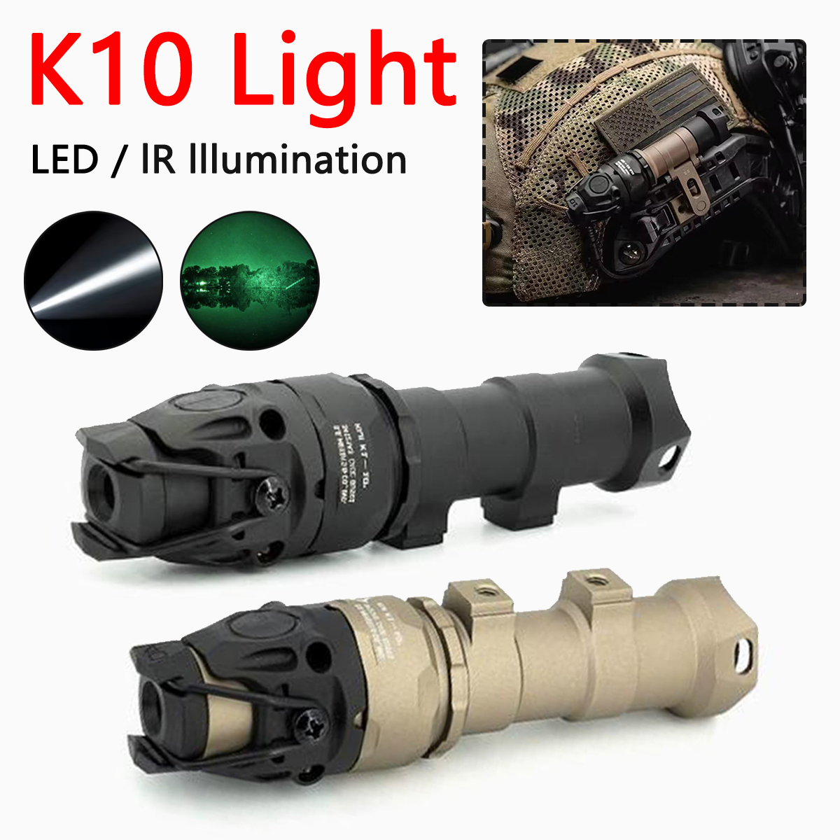 MICH2000 قوس خوذة KIJI K10 كشا - مراجعة Ir Illuminator 850Nm Flashlight وسعره